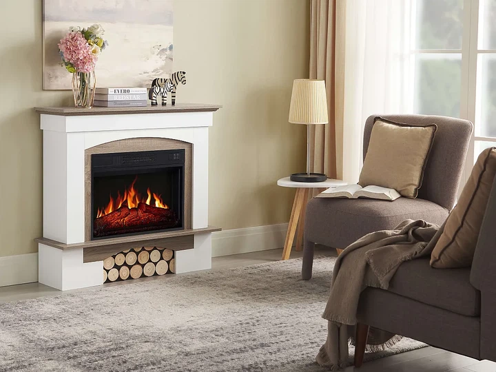 Каминокомплект ArtiFlame Woodley AF23S белый дуб серый эффект живого пламени со звуком и обогревом - изображение 7
