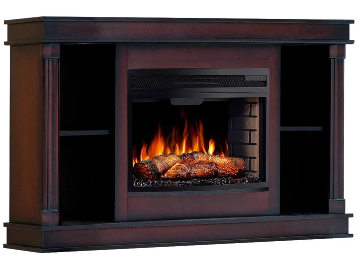 ТВ тумба с камином ArtiFlame Brittany AF25 коньяк 3D эффект живого пламени и тления поленьев со звуком и обогревом - изображение 2