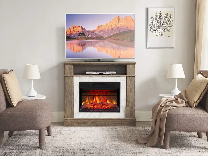 Каминокомплект ArtiFlame For Living AF23BS дуб серый эффект живого пламени со звуком и обогревом - изображение 9