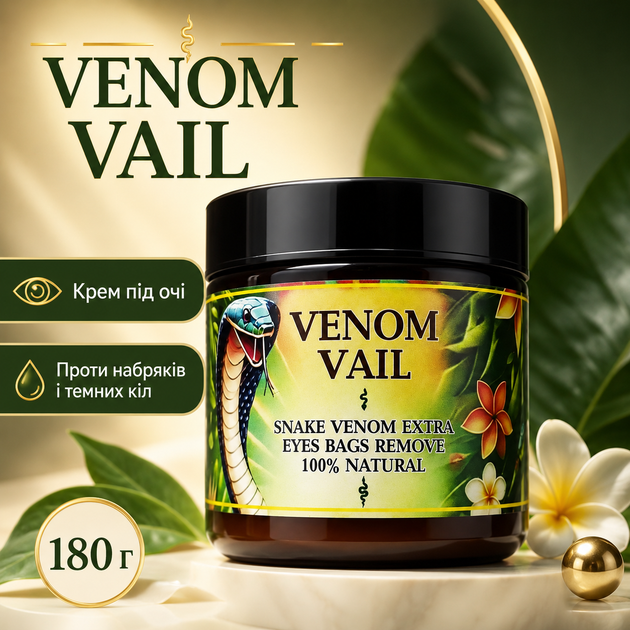 Крем для кожи вокруг глаз VENOM VAIL с пептидом змеиного яда Эффективный крем от темных кругов под глазами, 180 г Крем под глаза - изображение 2