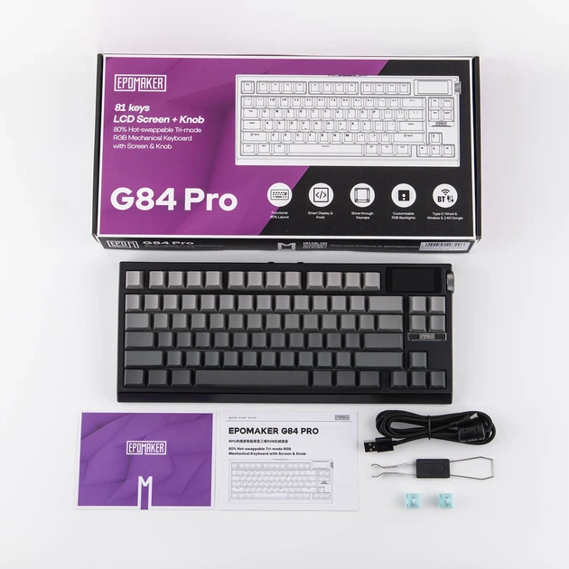 Механічна бездротова клавіатура Epomaker G84 Pro Black - Фото 2 Механічна бездротова клавіатура Epomaker G84 Pro Black - изображение 2