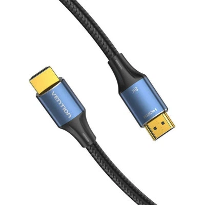 Кабель мультимедійний HDMI M to HDMI M 2.0m 8K cotton braided blue VENTION - зображення 2