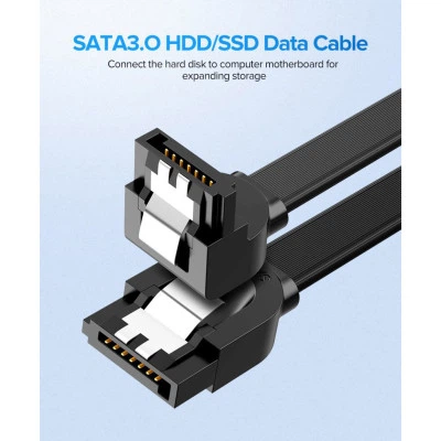 Кабель передачі даних SATA 3 Data Cable 0.5m 90° corner US217 Black Ugreen - зображення 2