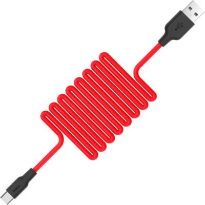 Дата кабель USB 2.0 AM to USB-C 1.0m 2A silicone X21 black+red HOCO - зображення 2