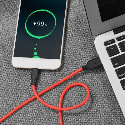 Дата кабель USB 2.0 AM to USB-C 1.0m 2A silicone X21 black+red HOCO - зображення 5