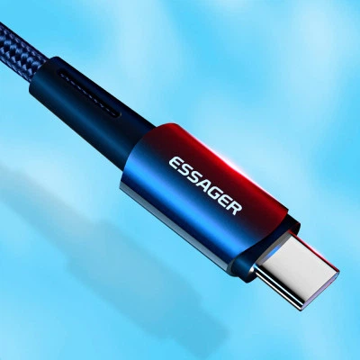 Дата кабель USB-C to Lightning 0.5m 20W black Essager - Фото 8 Дата кабель USB-C to Lightning 0.5m 20W black Essager - зображення 8