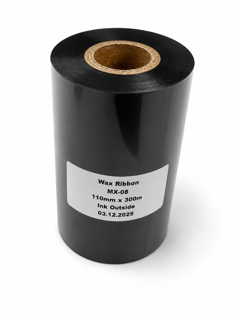 Риббон WAX MX08 110 мм x 300 м черный - Фото 1 Риббон WAX MX08 110 мм x 300 м черный - изображение 1