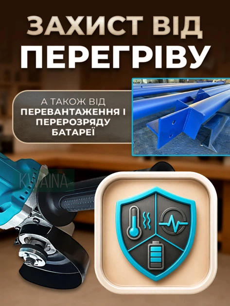 Аккумуляторная болгарка 48 В, УШМ 125 мм с 2 аккумуляторами, угловая электроболгарка в чемодане - изображение 5