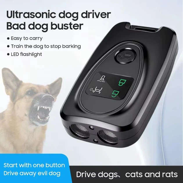Ультразвуковой отпугиватель и тренер для собак Ultrasonic A7 + фонарик Type-C Черный - изображение 5