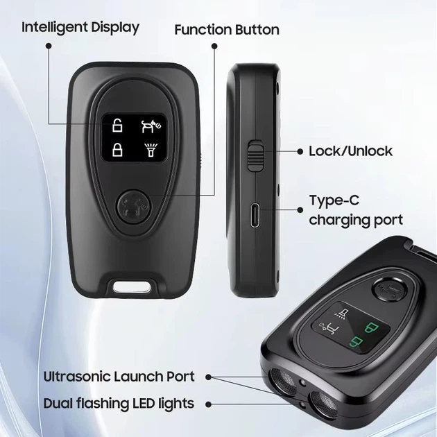 Ультразвуковой отпугиватель и тренер для собак Ultrasonic A7 + фонарик Type-C Черный - изображение 10