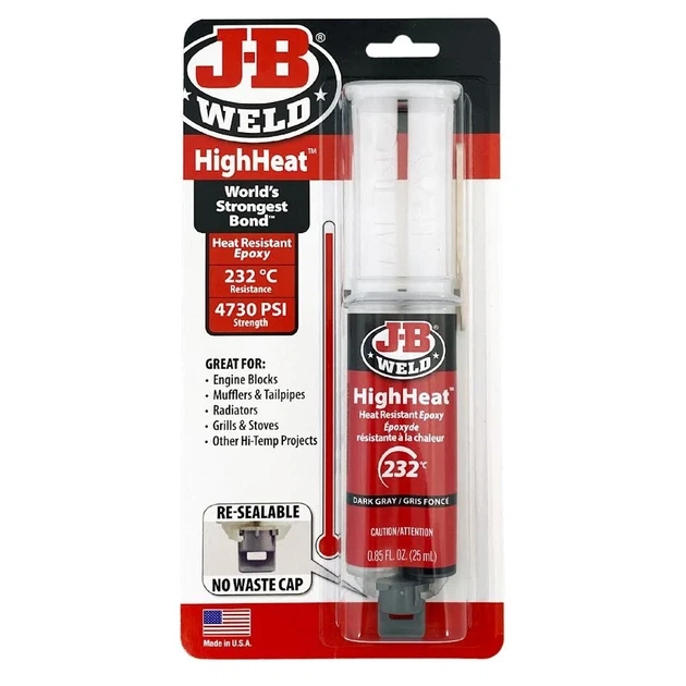 Термостійкий епоксидний клей J-B Weld HighHeat 50197, 25 мл - Фото 1 Термостійкий епоксидний клей J-B Weld HighHeat 50197, 25 мл - зображення 1