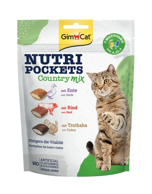 Ласощі GimCat Nutri Pockets Country Mix з качкою, яловичиною та індичкою для котів, 150 г - Фото 1 Ласощі GimCat Nutri Pockets Country Mix з качкою, яловичиною та індичкою для котів, 150 г - зображення 1