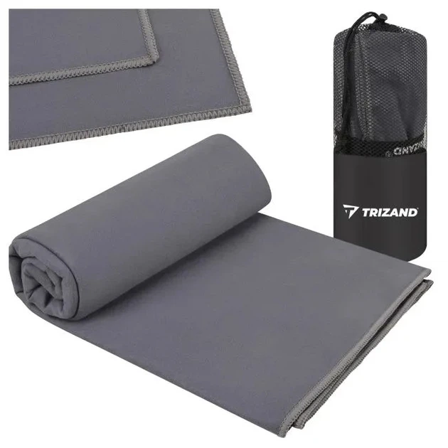 Полотенце быстросохнущее Trizand 27460 из микрофибры 180 × 100 см 250 г/м² темно-серое с чехлом - Фото 1 Полотенце быстросохнущее Trizand 27460 из микрофибры 180 × 100 см 250 г/м² темно-серое с чехлом - изображение 1