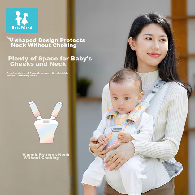 Хипсит-переноска Baby Friend для ношения ребенка спереди и сзади, многофункциональный, радужно-белый - изображение 5