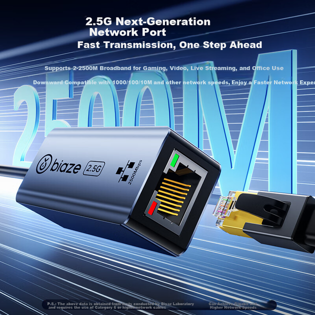 Сетевой адаптер BIAZE KZ20-двойной / USB Type-C / 2.5 Гбит/с Ethernet - Фото 3 Сетевой адаптер BIAZE KZ20-двойной / USB Type-C / 2.5 Гбит/с Ethernet - изображение 3