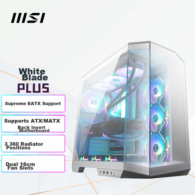 Корпус MSI MAG PANO 100L PZ E-ATX панорамний зі зворотним підключенням плати, білий - зображення 4