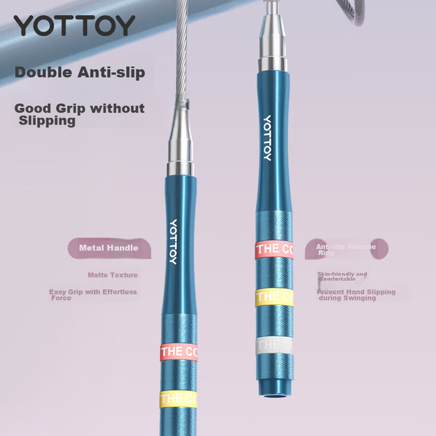 Скакалка Yottoy Speed скоростная стальная для взрослых, черная - изображение 10