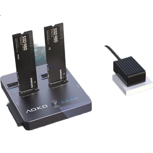 AOKO NVMe/SATA двухдисковый клонер SSD, совместимая с mSATA/m.2 SATA база, устройство для клонирования механических жестких дисков SSD, копировальный аппарат DA28GR - изображение 2