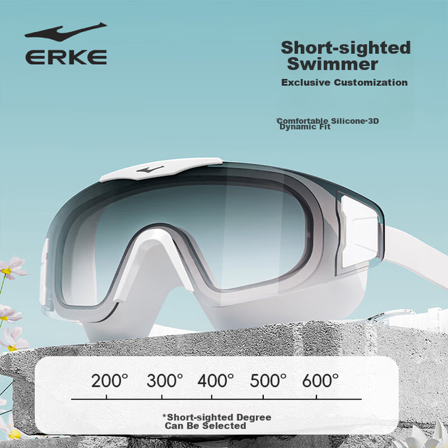 Очки для плавания Erke с диоптриями -5.00, белые, Gradient White - Фото 2 Очки для плавания Erke с диоптриями -5.00, белые, Gradient White - изображение 2