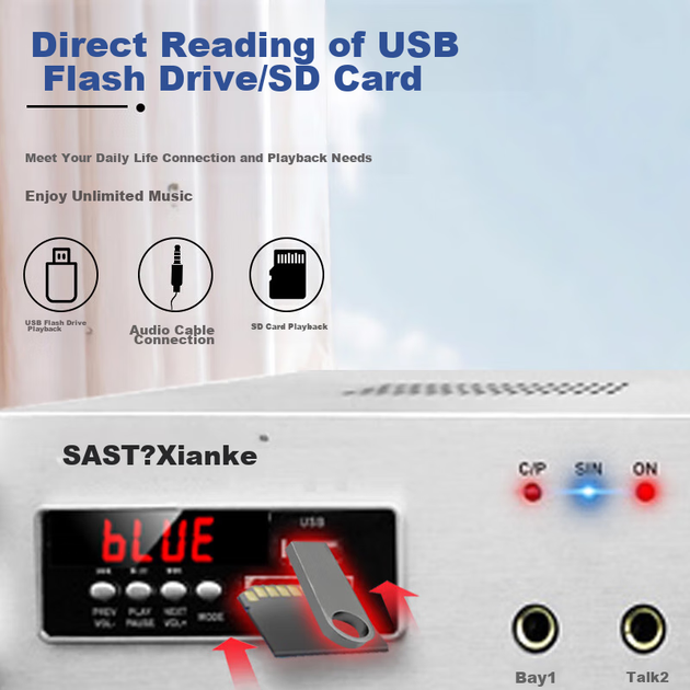 Мощный усилитель SAST 180 Вт с Bluetooth и постоянным напряжением, система оповещения, потолочные колонки, настенные акустические системы, комбинированная система для домашнего кинотеатра. - зображення 11