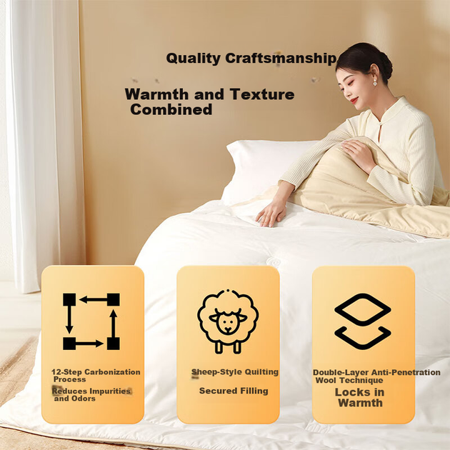 Зимнее одеяло Belleace Mercury Home Textile из 100% шерсти, двуспальное, 3.4 кг - изображение 6