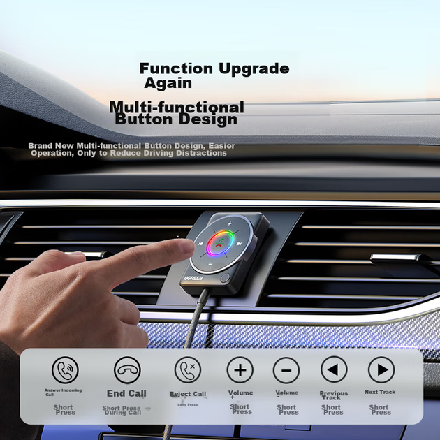 Автомобильный Bluetooth-приемник UGREEN 35002 версия 5.4 синий - изображение 4