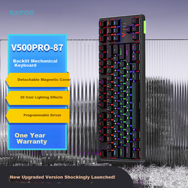 Проводная механическая клавиатура Rapoo V500PRO-87, 87 клавиш, с подсветкой, игровая, черные переключатели - изображение 4