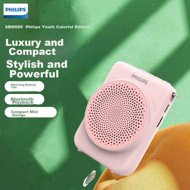 Портативная колонка PHILIPS SBM609 с поясным микрофоном Pink - изображение 2