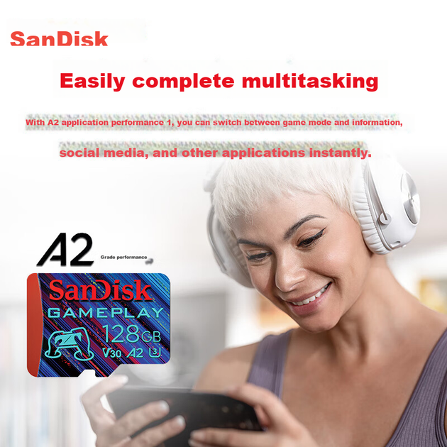Карта пам'яті SanDisk microSD 128 ГБ A2 U3 V30 4K, читання 190 МБ/с, запис 90 МБ/с, для ігрових консолей - зображення 7