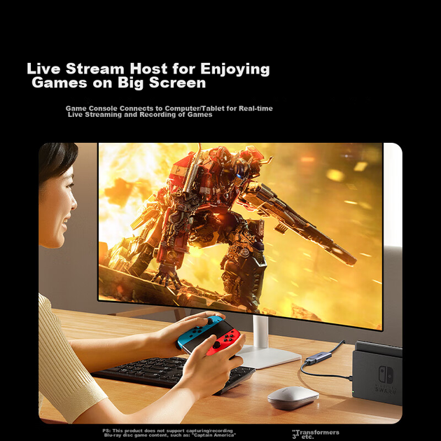 Карта захвата видео UGREEN HDMI с входом 4K HD, зарядкой PD, MS2130, совместима с Switch/PS5, компьютерами, телефонами, планшетами, камерами, игровыми приставками, Douyin Live Streaming и Type-C. - изображение 5