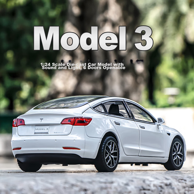 Heimanba Tesla Model S: масштабна модель автомобіля 1/24 білого кольору для хлопчиків та дівчаток, колекційна демонстраційна деталь, подарунок, білий - зображення 5
