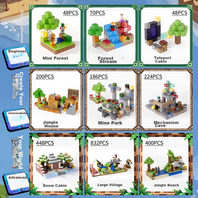 Конструктор магнитный Bluqi Minecraft на 200 деталей для детей 3-10 лет - изображение 7