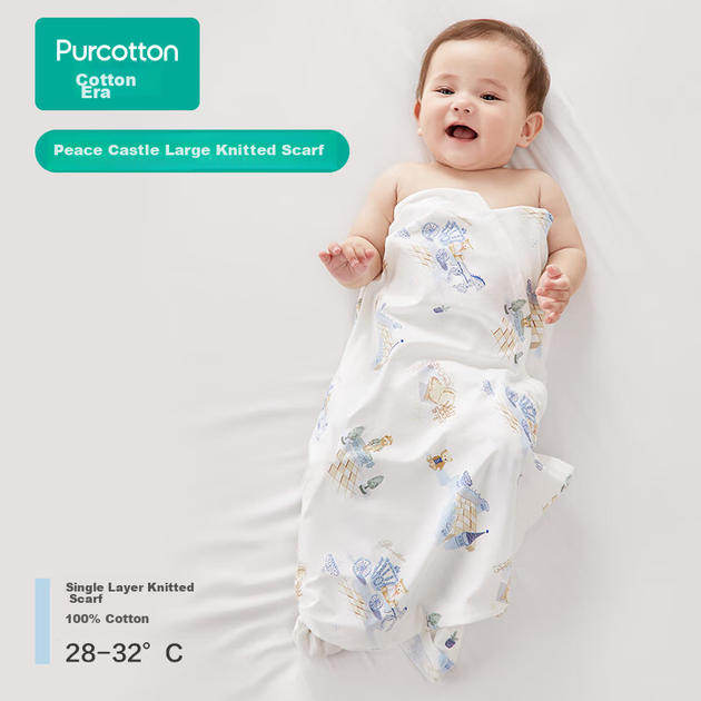 Плед-пеленка PurCotton из хлопка вязаный тонкий, 90x90 см - изображение 8