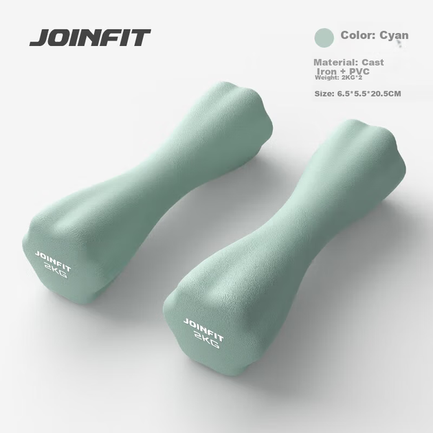 Гантелі JOINFIT FS005DF-J 2 кг для фітнесу, пара, синьо-зелені - зображення 4