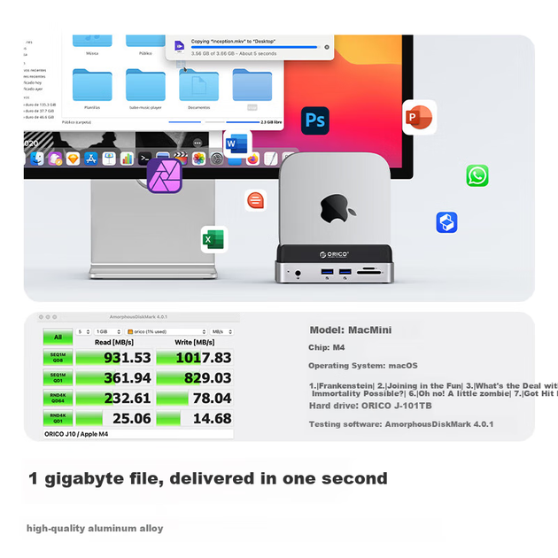 Док-станція ORICO для Mac mini M4 з відсіком для SSD M.2 2280 - зображення 6
