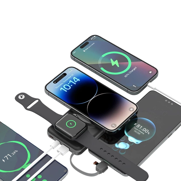 Повербанк 10000mAh Choetech B695 Black QC3.0 PD3.0 бездротова зарядка смартфонів та Apple Watch (43-00131) - зображення 6