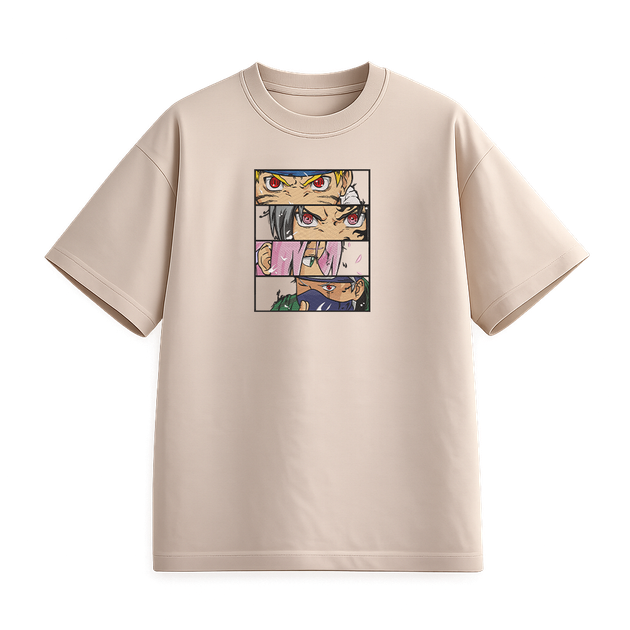 Футболка з вишивкою унісекс бежевий XL-3XL розмір Naruto - Фото 1 Футболка з вишивкою унісекс бежевий XL-3XL розмір Naruto - зображення 1