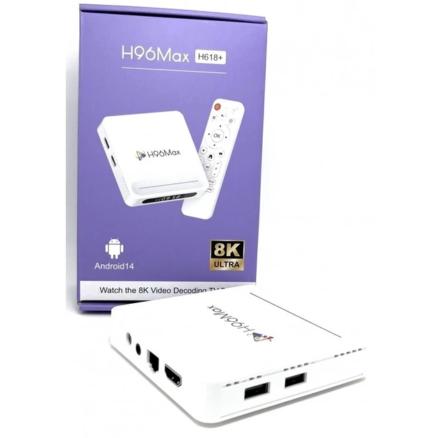 Смарт приставка H96 MAX 4/32 GB Allwinner H618 PLUS Android 14.0 WiFi 2.4/5+BT голос - Фото 4 Смарт приставка H96 MAX 4/32 GB Allwinner H618 PLUS Android 14.0 WiFi 2.4/5+BT голос - зображення 4