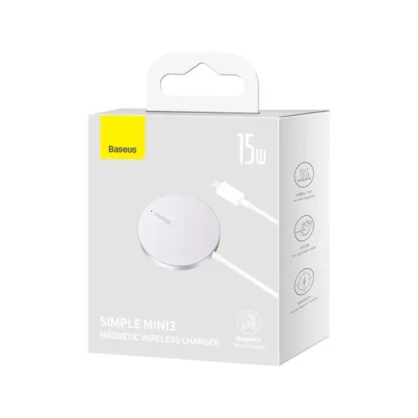 Бездротовий зарядний пристрій Baseus Simple Mini3 Magnetic Wireless Charger 15W, Сірий CCJJ040012 - изображение 2
