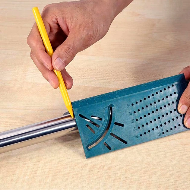 Угольник столярный BauTech 21 x 7,2 x 6 см 3D японская квадратная линейка Зеленый (1015-121-00) - изображение 3