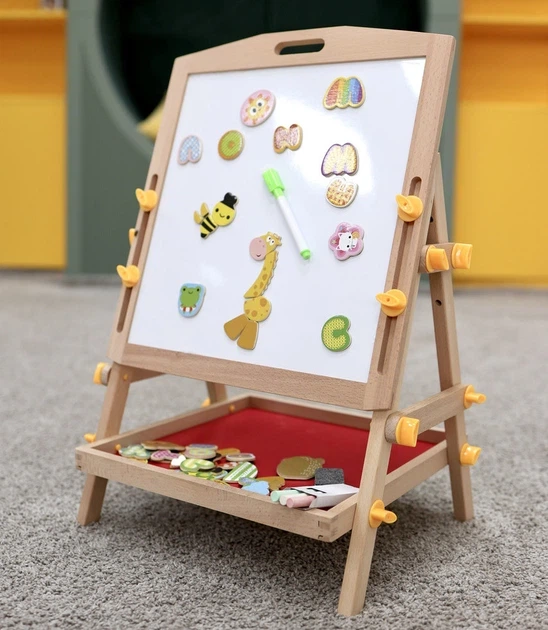 Дитячий дерев'яний двохсторонній мольберт Tree Toys MD 2382 (маркер, крейда, губка, магнітна мозаїка) - Фото 3 Дитячий дерев'яний двохсторонній мольберт Tree Toys MD 2382 (маркер, крейда, губка, магнітна мозаїка) - изображение 3