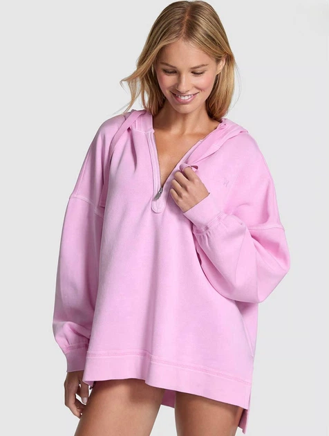Жіночий спортивний комплект на флісі (худі+штани) Victoria's Secret PINK Campus Fleece M (Short) (Бузковий) - Фото 2 Жіночий спортивний комплект на флісі (худі+штани) Victoria's Secret PINK Campus Fleece M (Short) (Бузковий) - изображение 2
