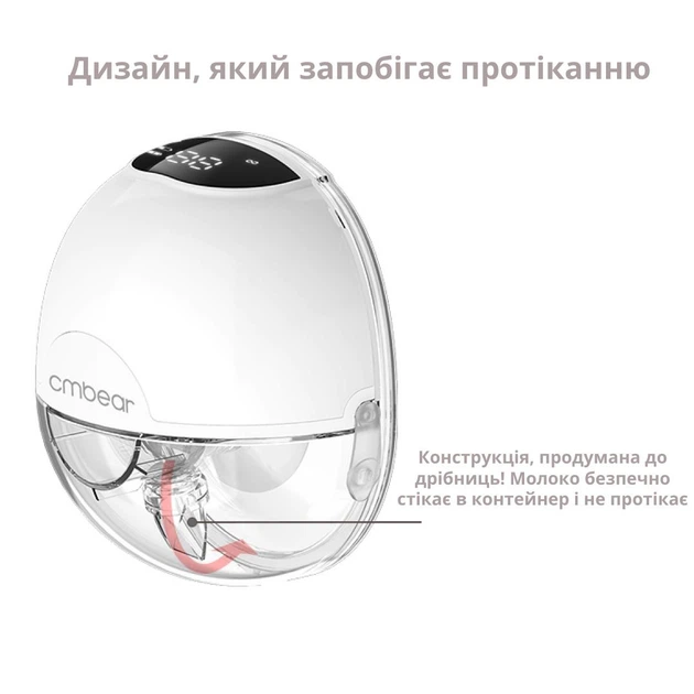 Портативный электрический молокоотсос с ультратихой технологией Hands-Free со стимуляцией лактации Cmbear ZRX – 0203 White - изображение 6