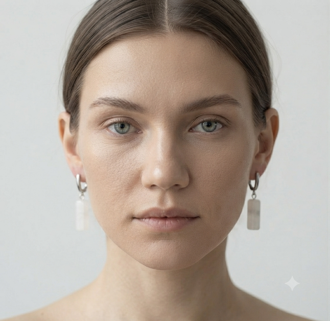 Серьги с горным хрусталем (цилиндр 17х8 мм, английский замок, длина 35 мм) - изображение 3