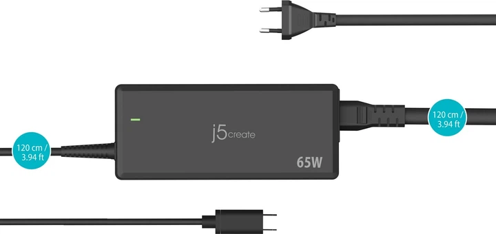 Блок питания J5create 1 USB-C, 65 Вт/PD (JUP1265-EN) - Фото 3 Блок питания J5create 1 USB-C, 65 Вт/PD (JUP1265-EN) - изображение 3