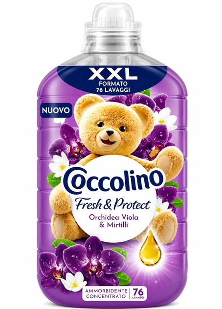 Кондиціонер для білизни Coccolino Fresh & Protect Orchidea Viola & Mirtilli концентрований 1,75 л (76 прань) - Фото 1 Кондиціонер для білизни Coccolino Fresh & Protect Orchidea Viola & Mirtilli концентрований 1,75 л (76 прань) - зображення 1