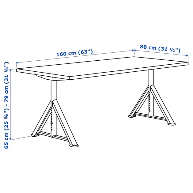Компьютерный стол IKEA IDÅSEN 160x80 см с регулируемой высотой коричневый темно-серый 992.810.39 - Фото 5 Компьютерный стол IKEA IDÅSEN 160x80 см с регулируемой высотой коричневый темно-серый 992.810.39 - изображение 5