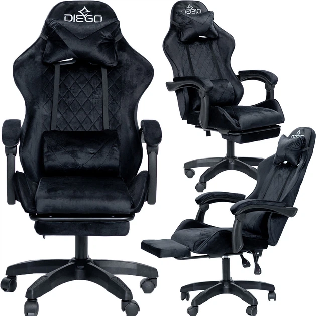 Крісло геймерське DIEGO ALCANTARA PRO Black - зображення 2