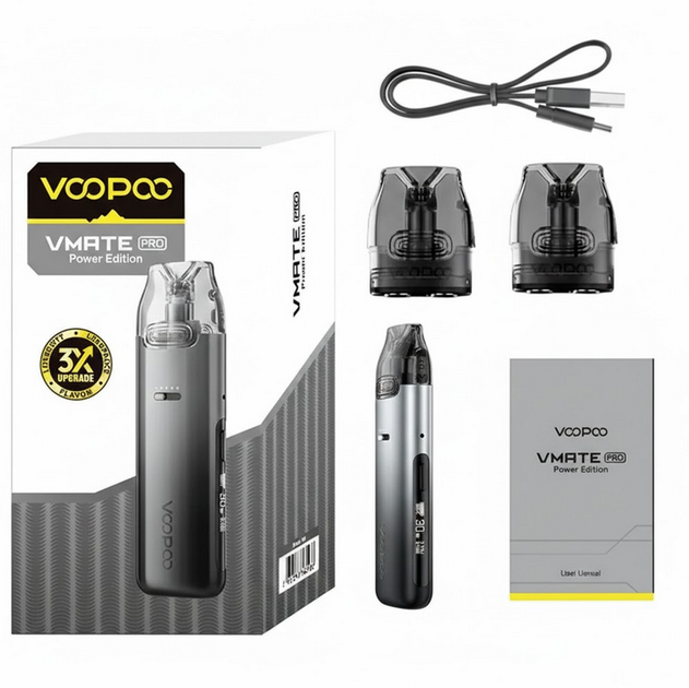 Багаторазова електронна сигарета Voopoo Vmate Pro Power Whorl Grey pod-система до 30 Вт под система Вупу Вмейт 900мАч - зображення 3