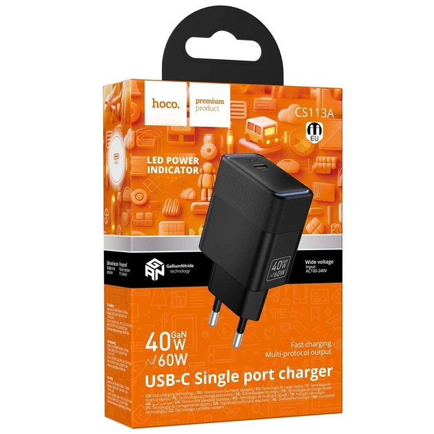 СЗУ Hoco CS113A Lounge single port PD40W charger(EU) Black - Фото 2 СЗУ Hoco CS113A Lounge single port PD40W charger(EU) Black - изображение 2